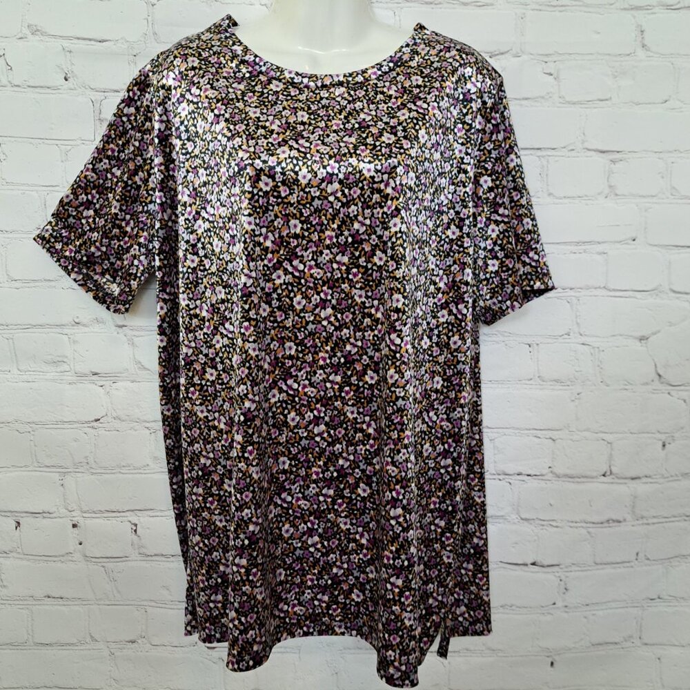 Old Navy Velvet Floral Print Top Size Large